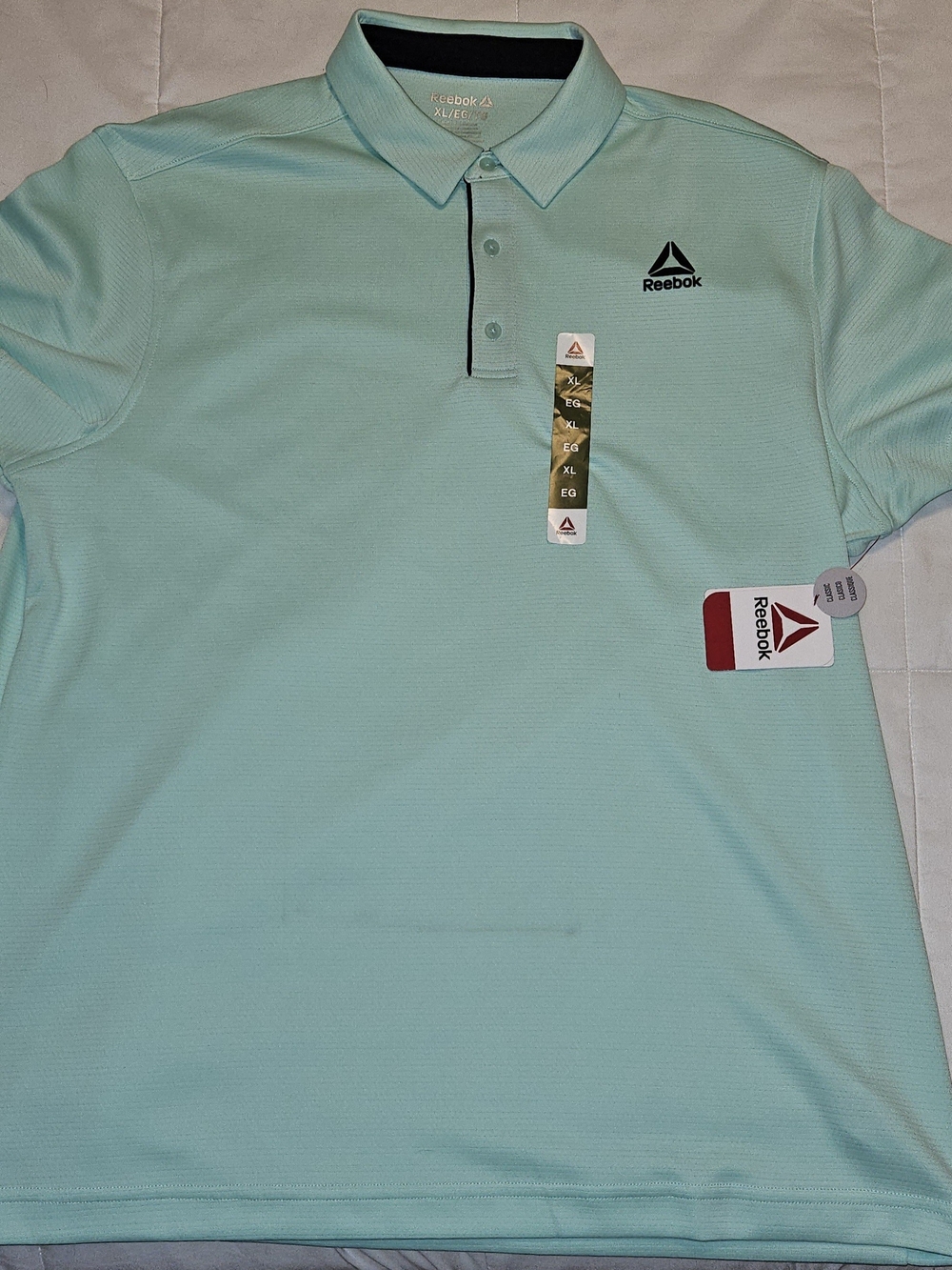 Reebok Men’s Mint Polo - Light Aqua with Black Logo